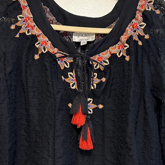 Johnny Was Embroidered Long Sleeve Black Blouse Size XS - Picture 4 of 16